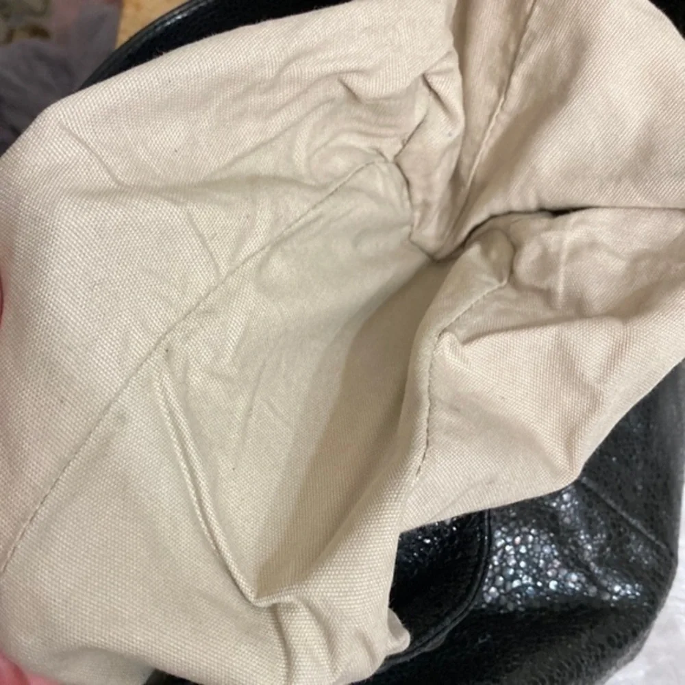 Tory Burch black gunmetal gathered bag